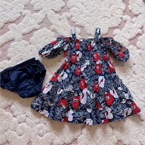 Janie & Jack - FLORAL COLD SHOULDER PUFF SLEEVE DRESS